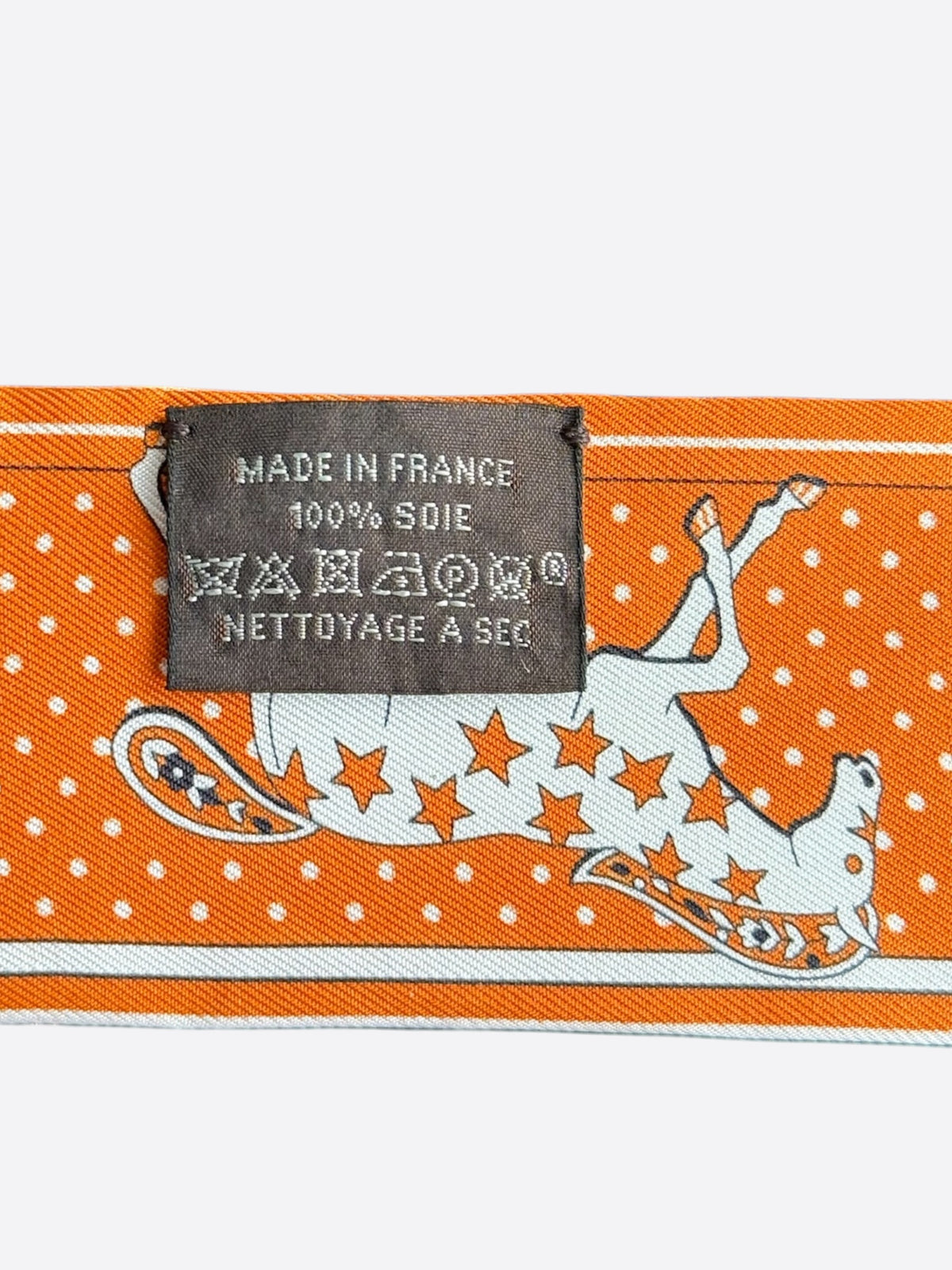 Hermes Orange & White Horse Paisley Twilly