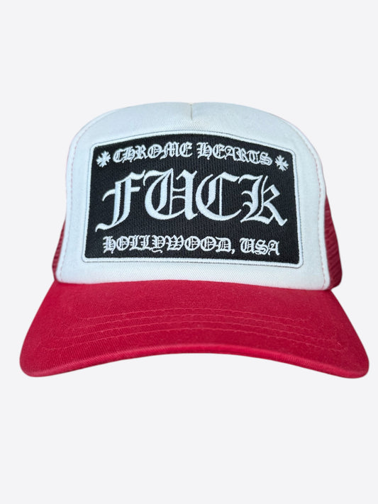 Chrome Hearts Red & White F**K Trucker Hat
