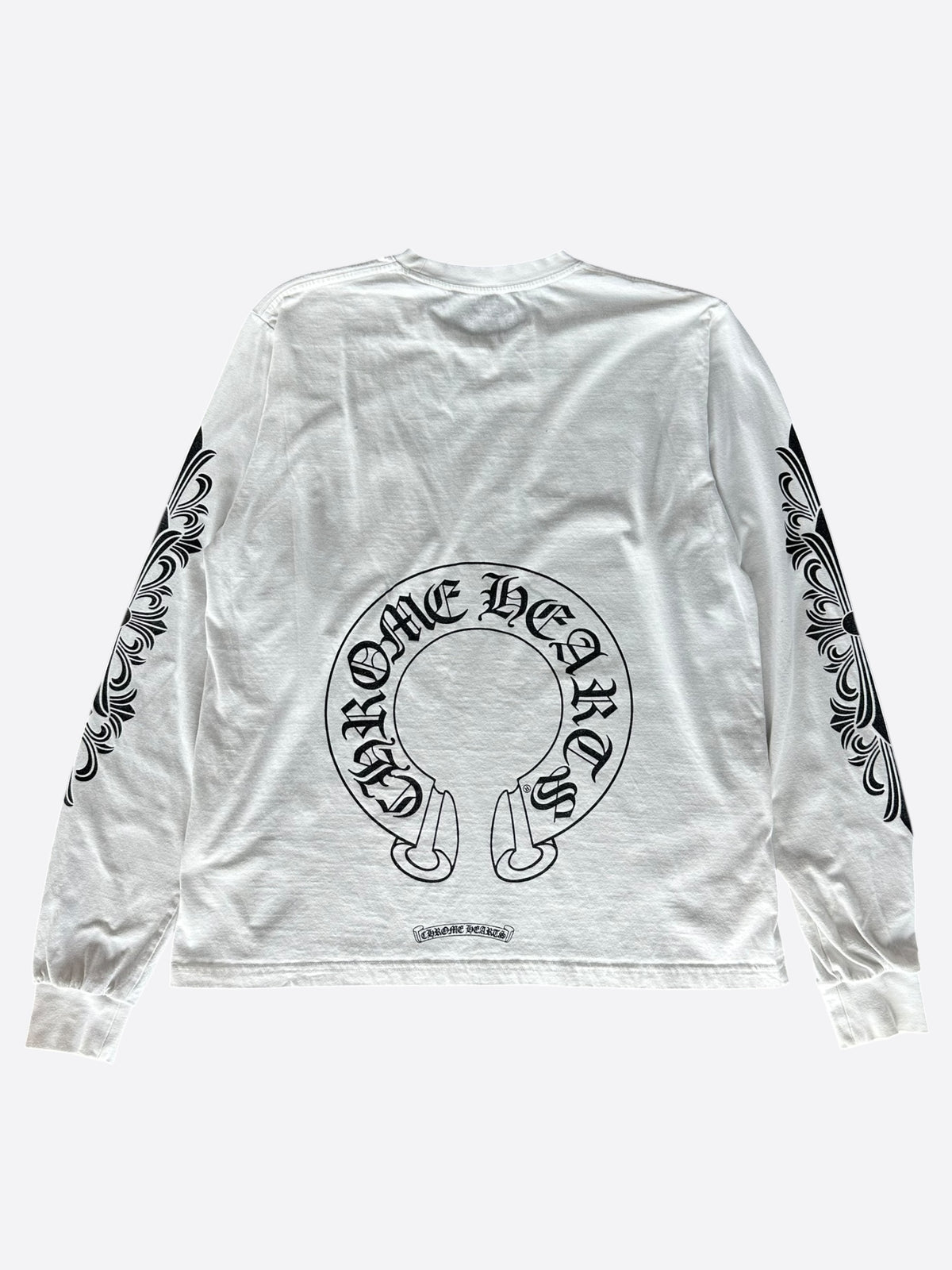 Chrome Hearts White & Black Horseshoe Logo Longsleeve T-Shirt