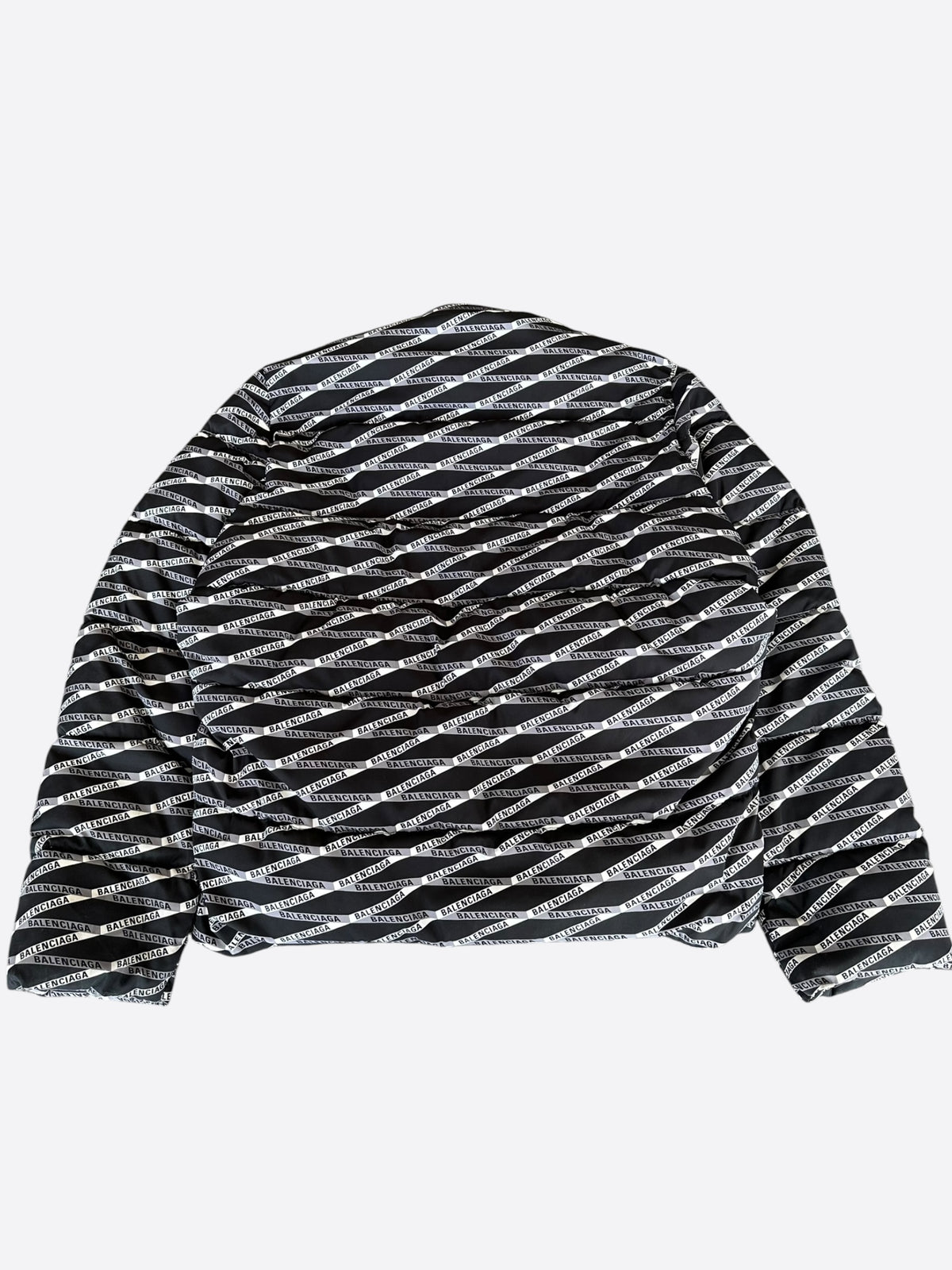 Balenciaga Black & White All Over Logo Puffer Jacket