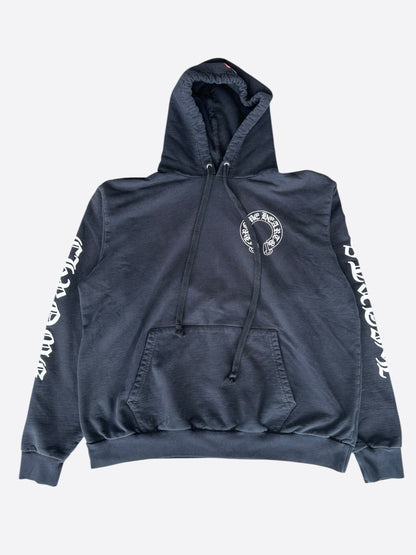 Chrome Hearts Black & White Horseshoe Chomper Logo Hoodie