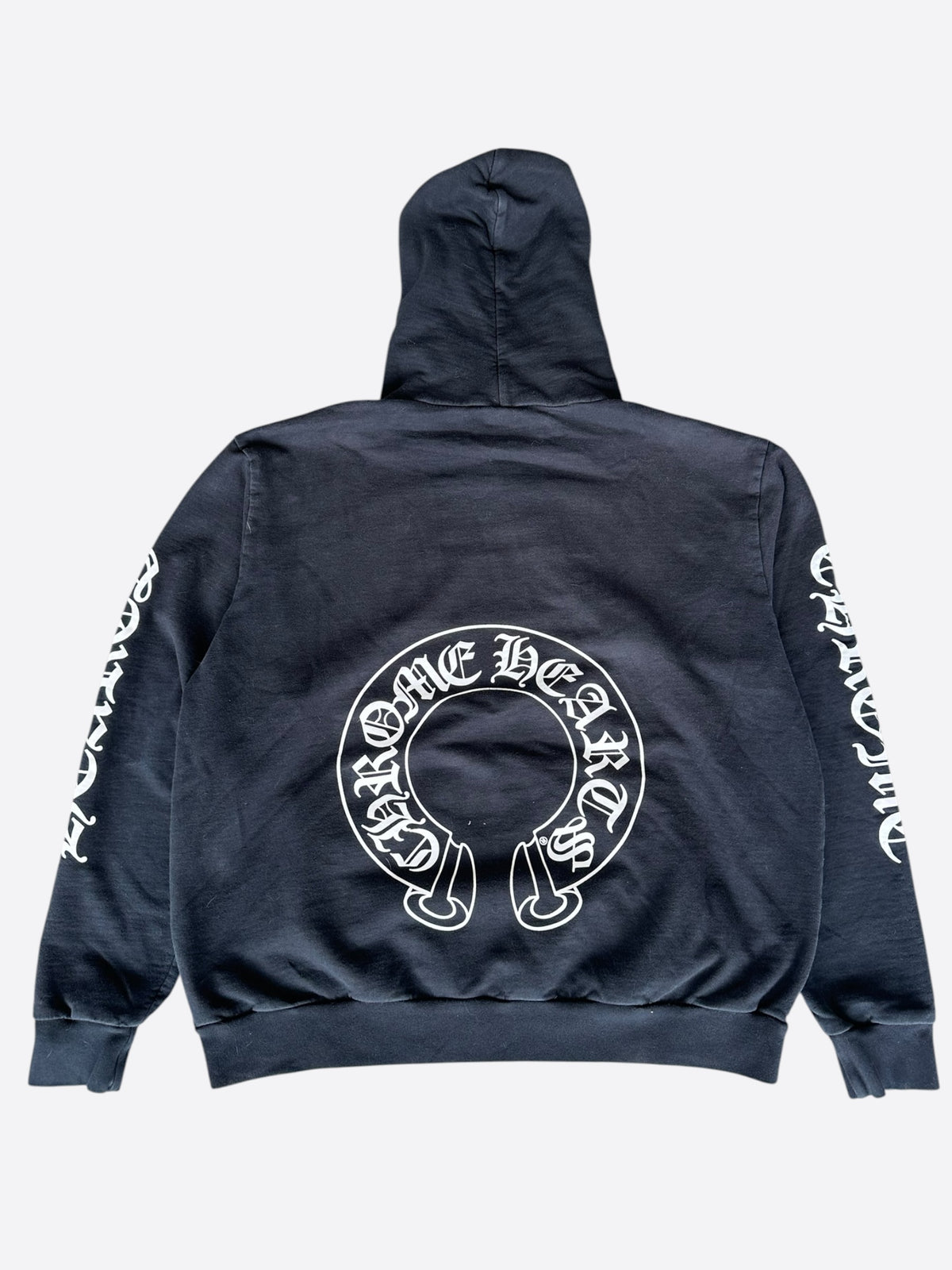 Chrome Hearts Black & White Horseshoe Chomper Logo Hoodie