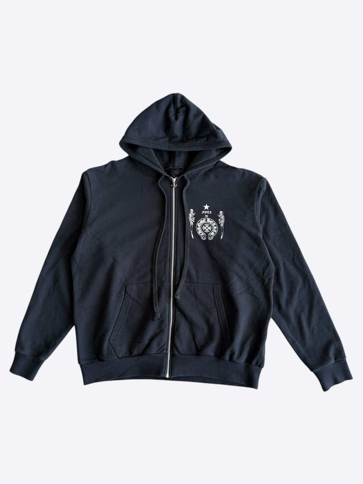Chrome Hearts Black & White Foti Graphic Zip Up Hoodie