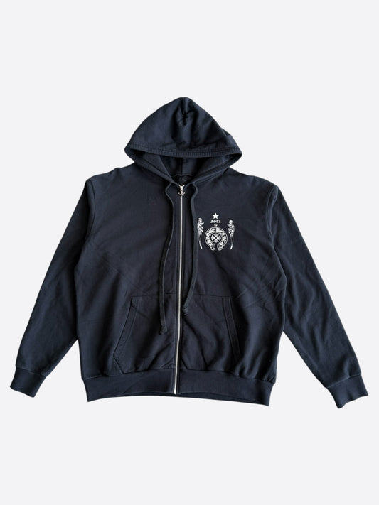 Chrome Hearts Black & White Foti Graphic Zip Up Hoodie