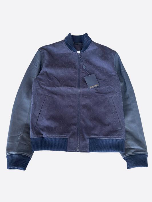 Louis Vuitton Navy Watercolor Monogram Varsity Jacket