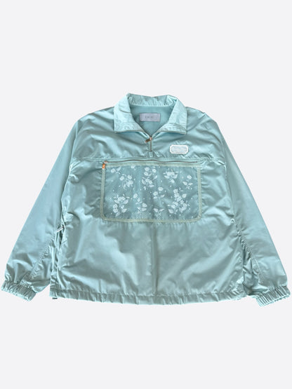 Dior Light Blue Beaded Floral Half Zip Jacket
