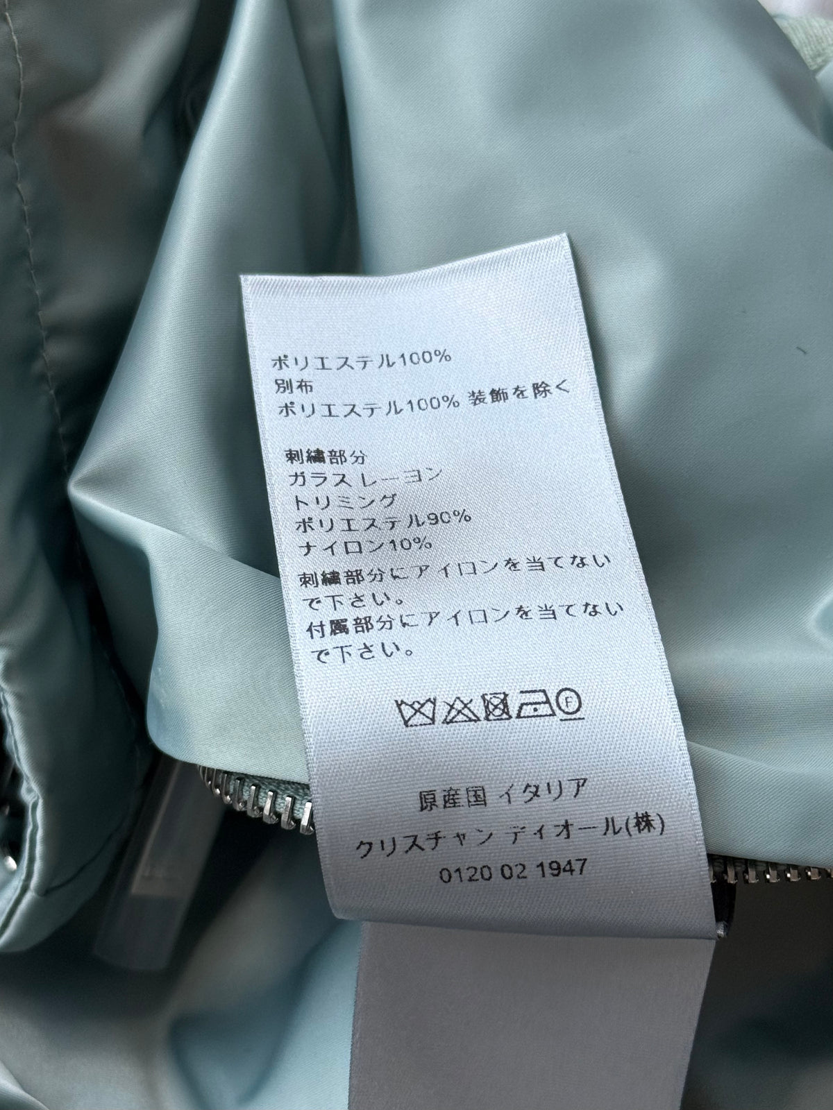 Dior Light Blue Beaded Floral Half Zip Jacket