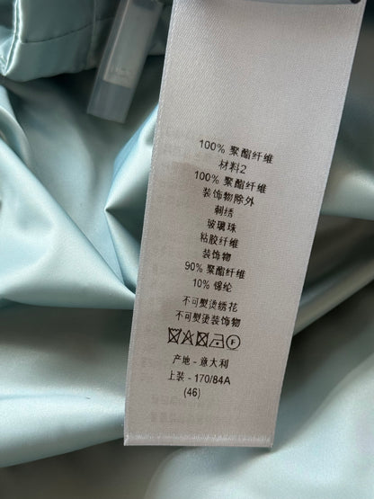 Dior Light Blue Beaded Floral Half Zip Jacket
