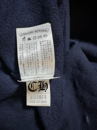 Chrome Hearts Navy & Yellow Script Logo Hoodie