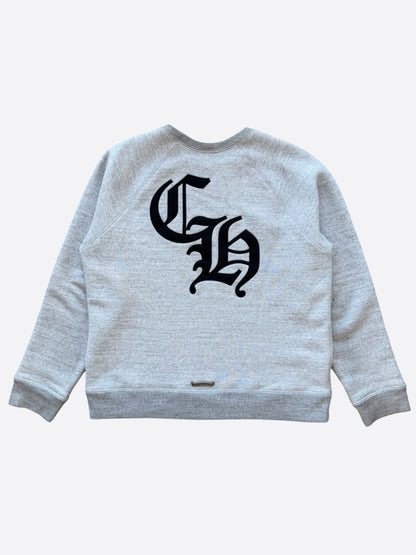 Chrome Hearts Grey & Black Triple Cross CH Logo Embroidered Sweater