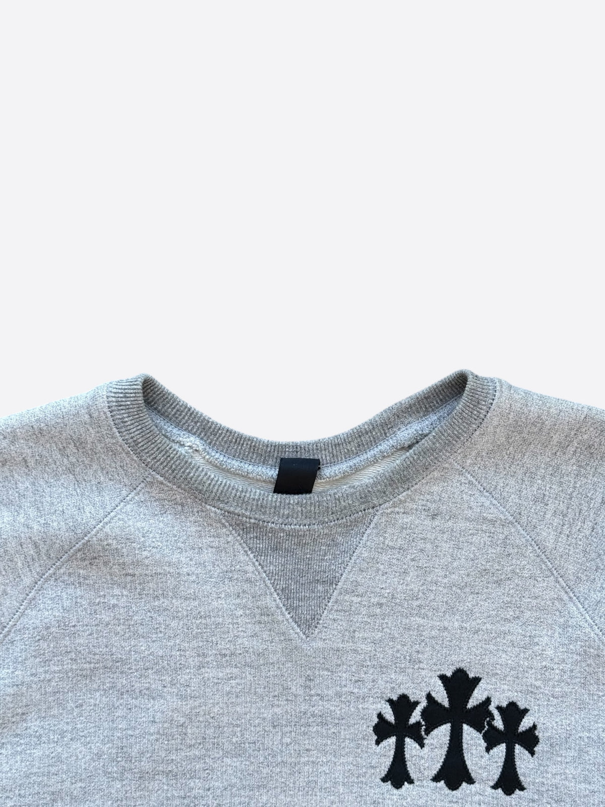 Chrome Hearts Grey & Black Triple Cross CH Logo Embroidered Sweater