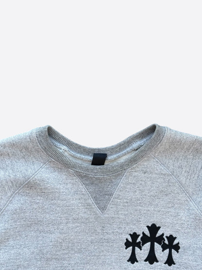 Chrome Hearts Grey & Black Triple Cross CH Logo Embroidered Sweater