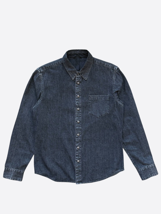 Chrome Hearts Grey Denim Cross Patch Button Up Shirt