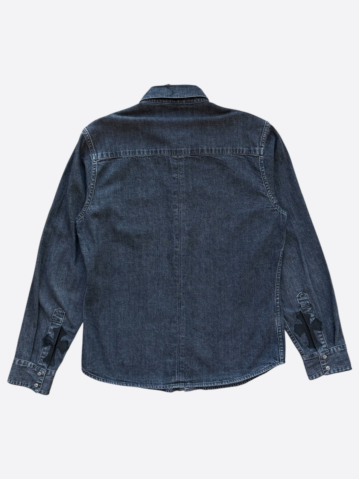 Chrome Hearts Grey Denim Cross Patch Button Up Shirt