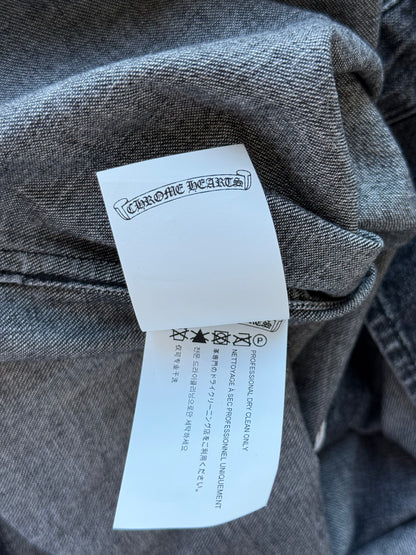 Chrome Hearts Grey Denim Cross Patch Button Up Shirt