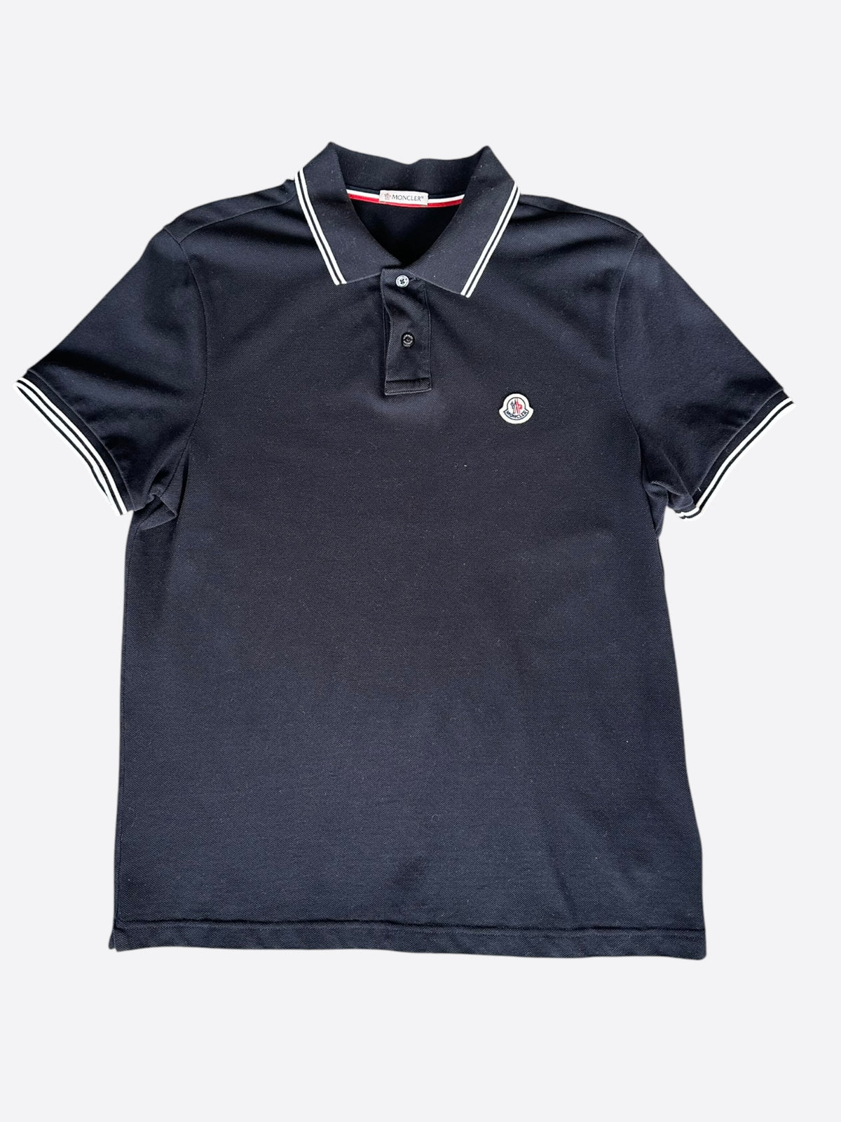 Moncler Navy & White Logo Patch Polo T-Shirt
