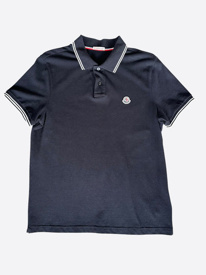 Moncler Navy & White Logo Patch Polo T-Shirt