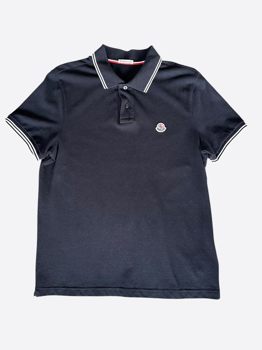 Moncler Navy & White Logo Patch Polo T-Shirt