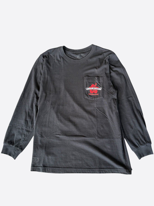 Chrome Hearts Black & Red Honolulu Exclusive Hibiscus Flower Longsleeve T-Shirt