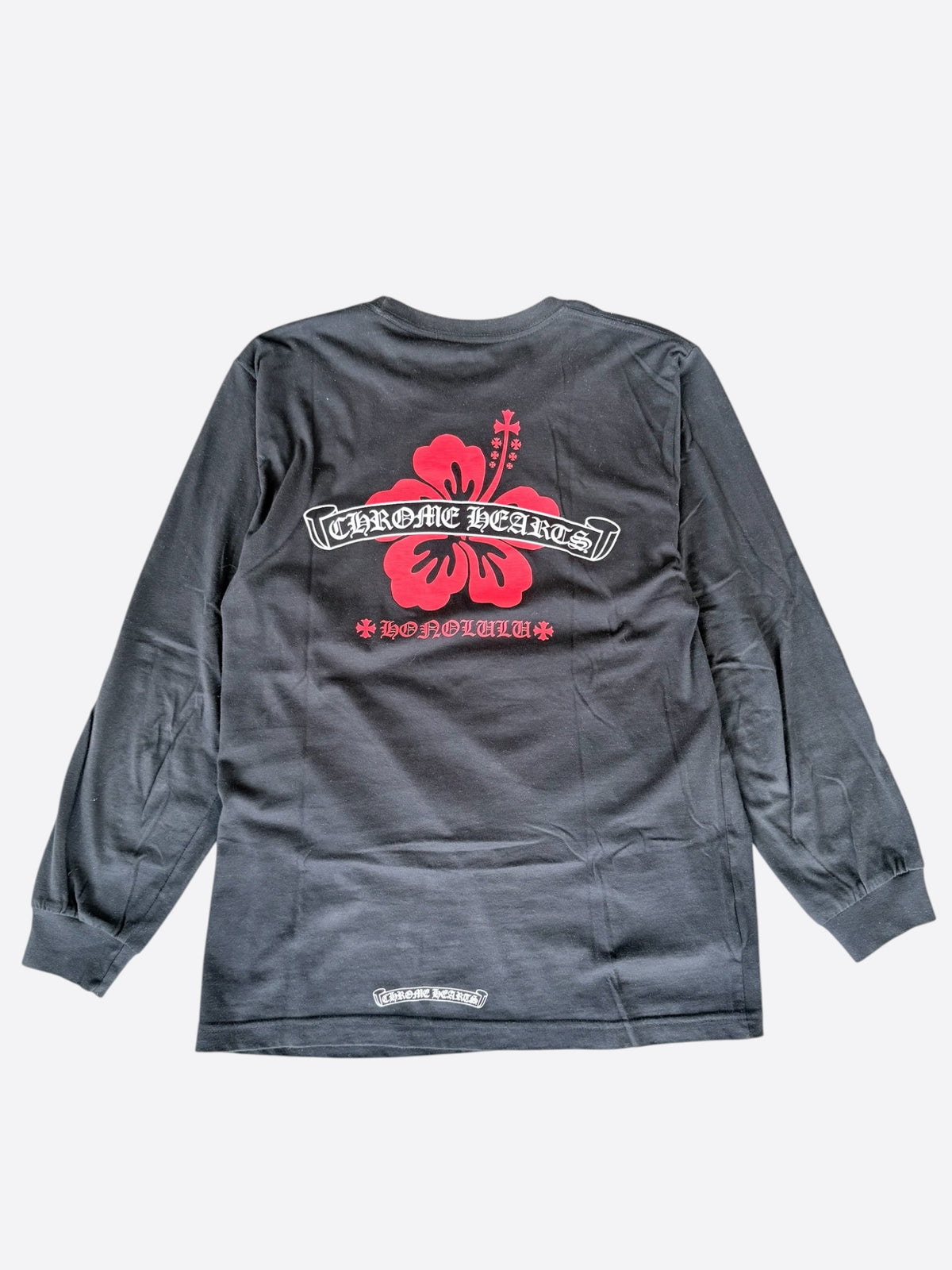 Chrome Hearts Black & Red Honolulu Exclusive Hibiscus Flower Longsleeve T-Shirt