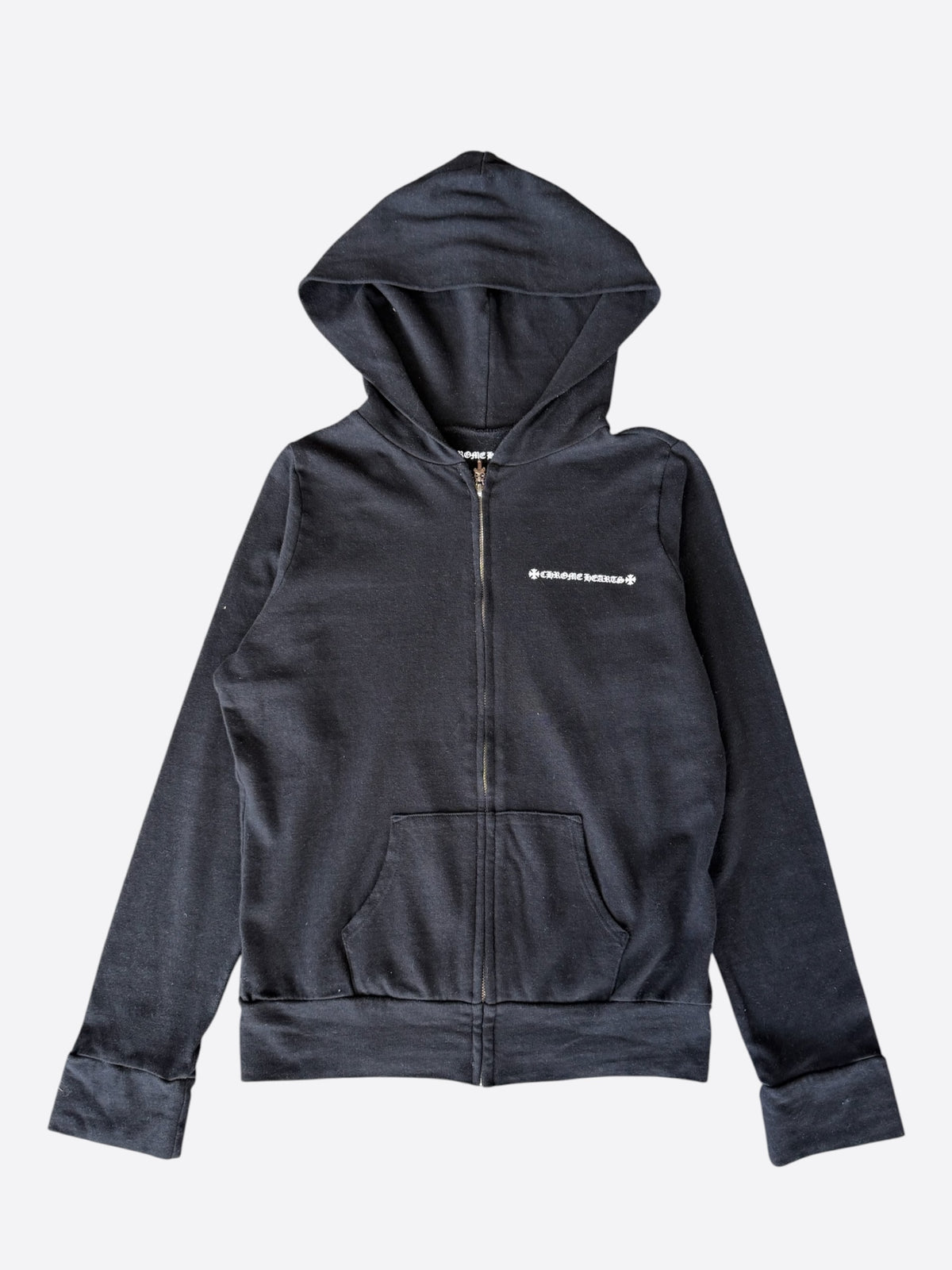 Chrome Hearts Black & White Cross Logo Women's Zip Up Hoodie