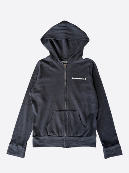 Chrome Hearts Black & White Cross Logo Women's Zip Up Hoodie