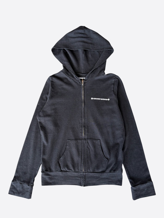 Chrome Hearts Black & White Cross Logo Women's Zip Up Hoodie