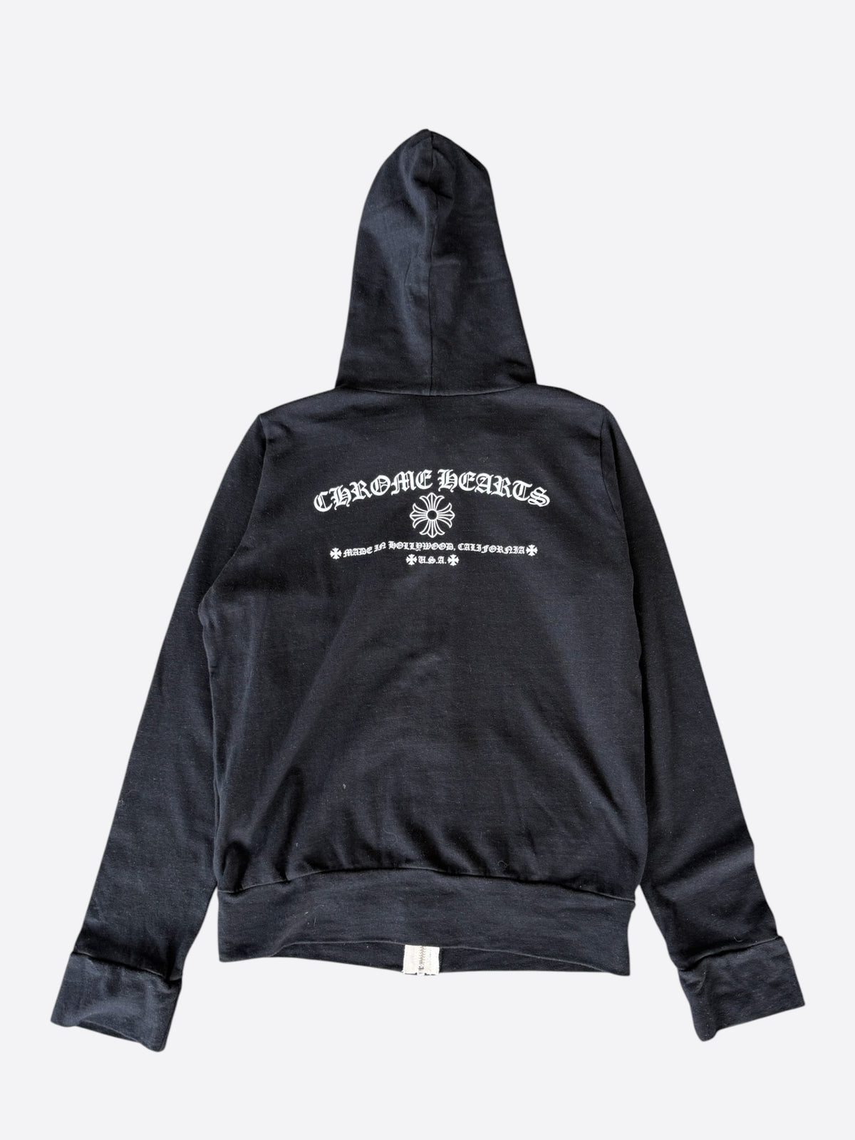 Chrome Hearts Black & White Cross Logo Women's Zip Up Hoodie