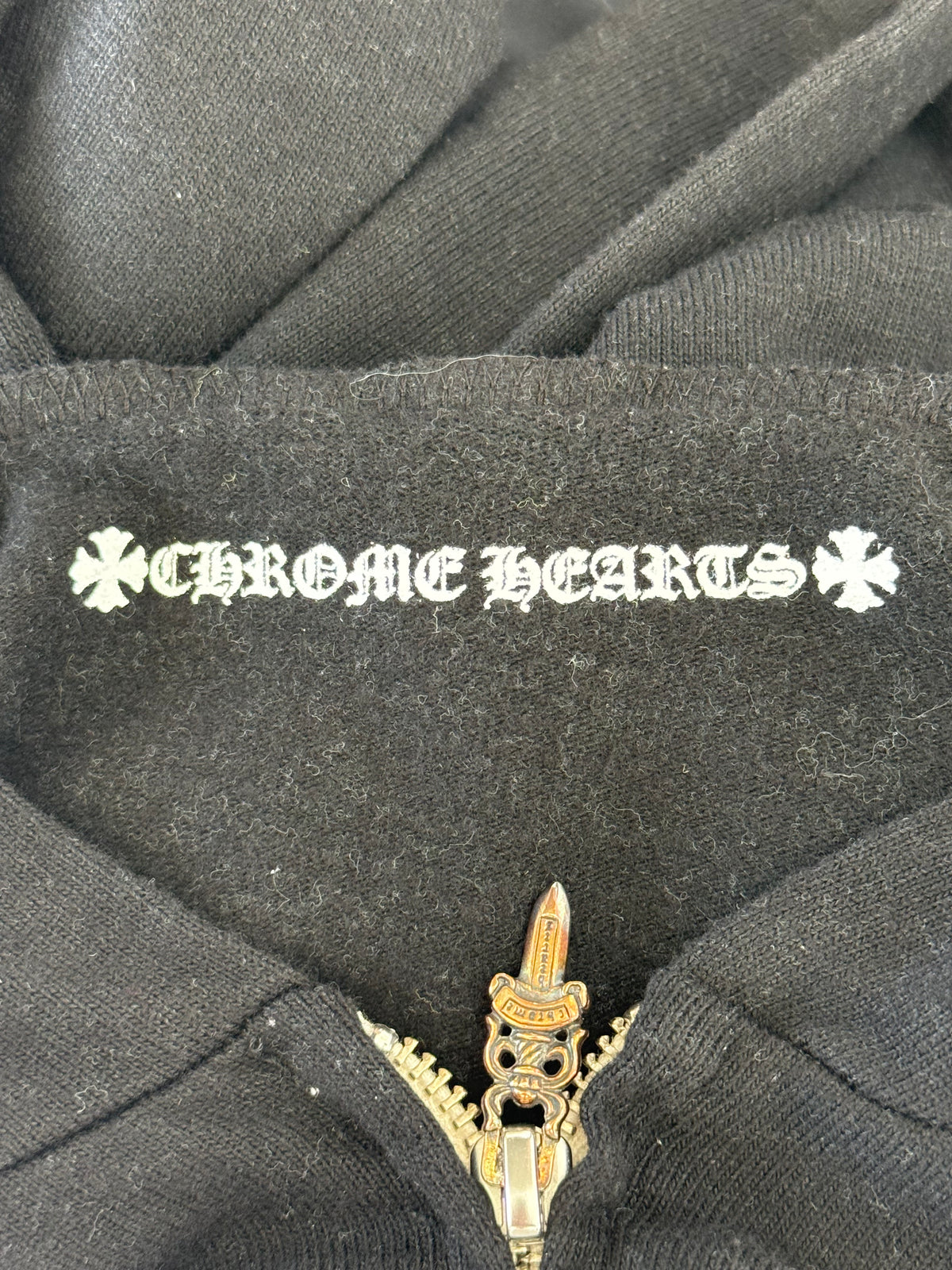 Chrome Hearts Black & White Cross Logo Women's Zip Up Hoodie