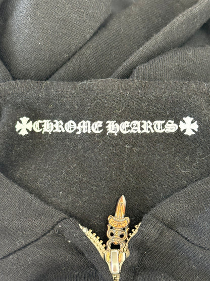 Chrome Hearts Black & White Cross Logo Women's Zip Up Hoodie