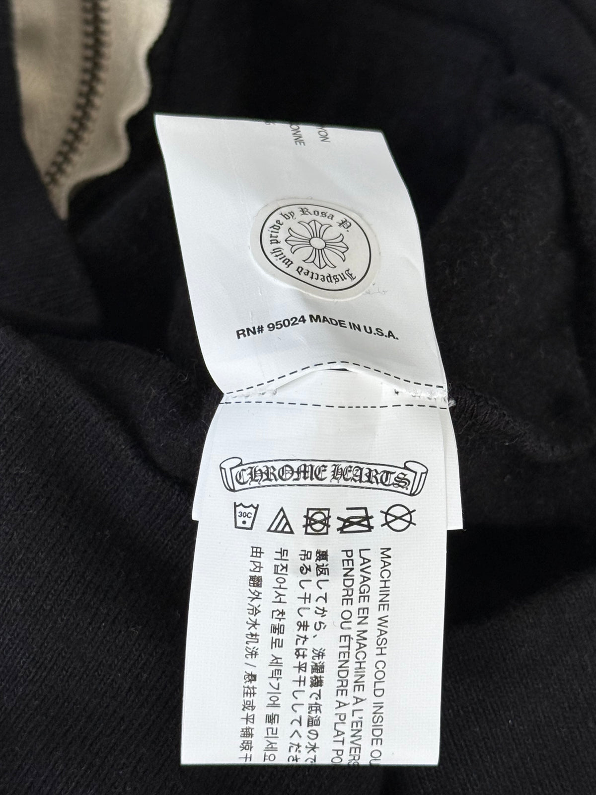 Chrome Hearts Black & White Cross Logo Women's Zip Up Hoodie