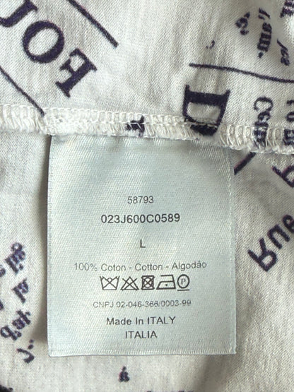 Dior White & Pink Daniel Arsham Newspaper T-Shirt