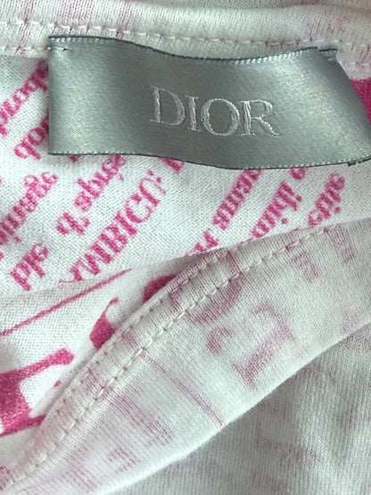 Dior White & Pink Daniel Arsham Newspaper T-Shirt