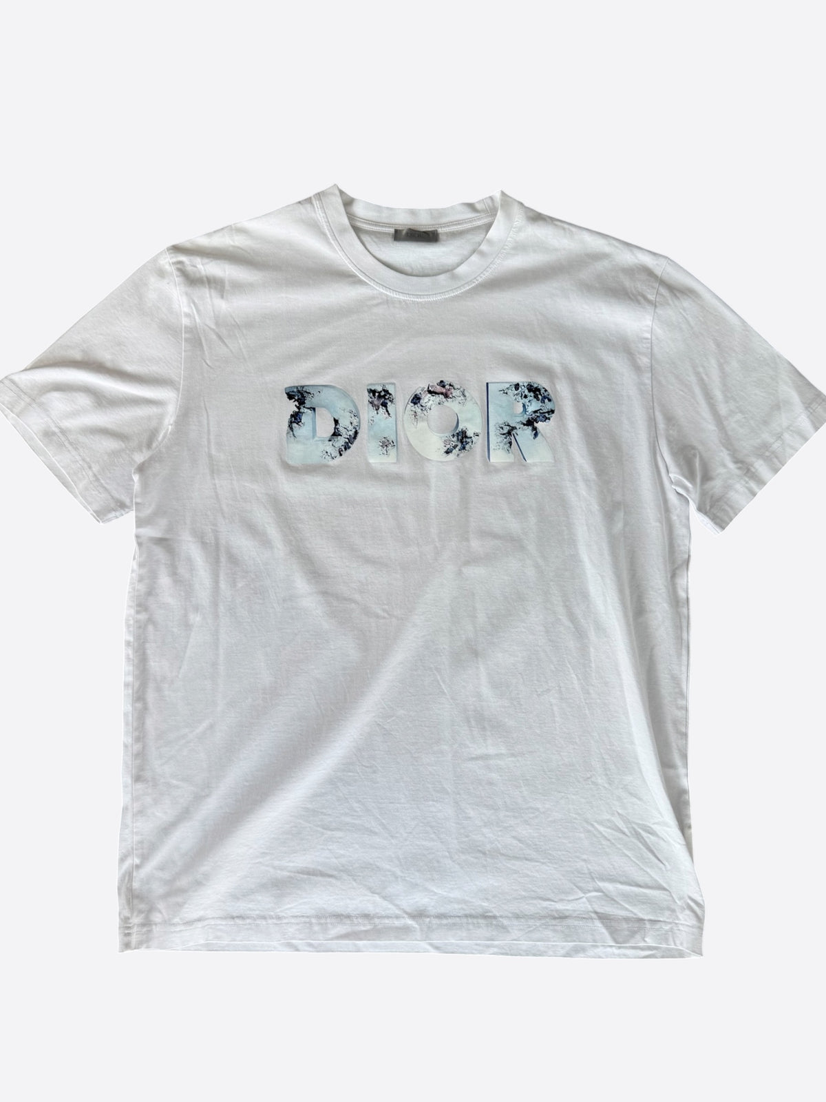 Dior Daniel Arsham White & Blue Eroded Logo T-Shirt