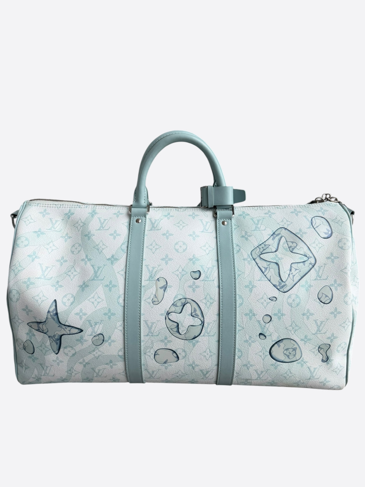 Louis Vuitton White & Blue Aquagarden Monogram Keepall 50