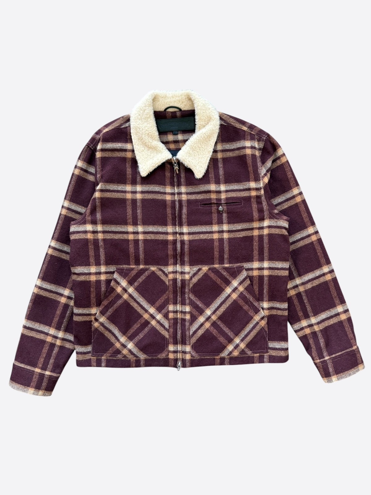 Chrome Hearts Red & Beige Plaid Sherpa Jacket