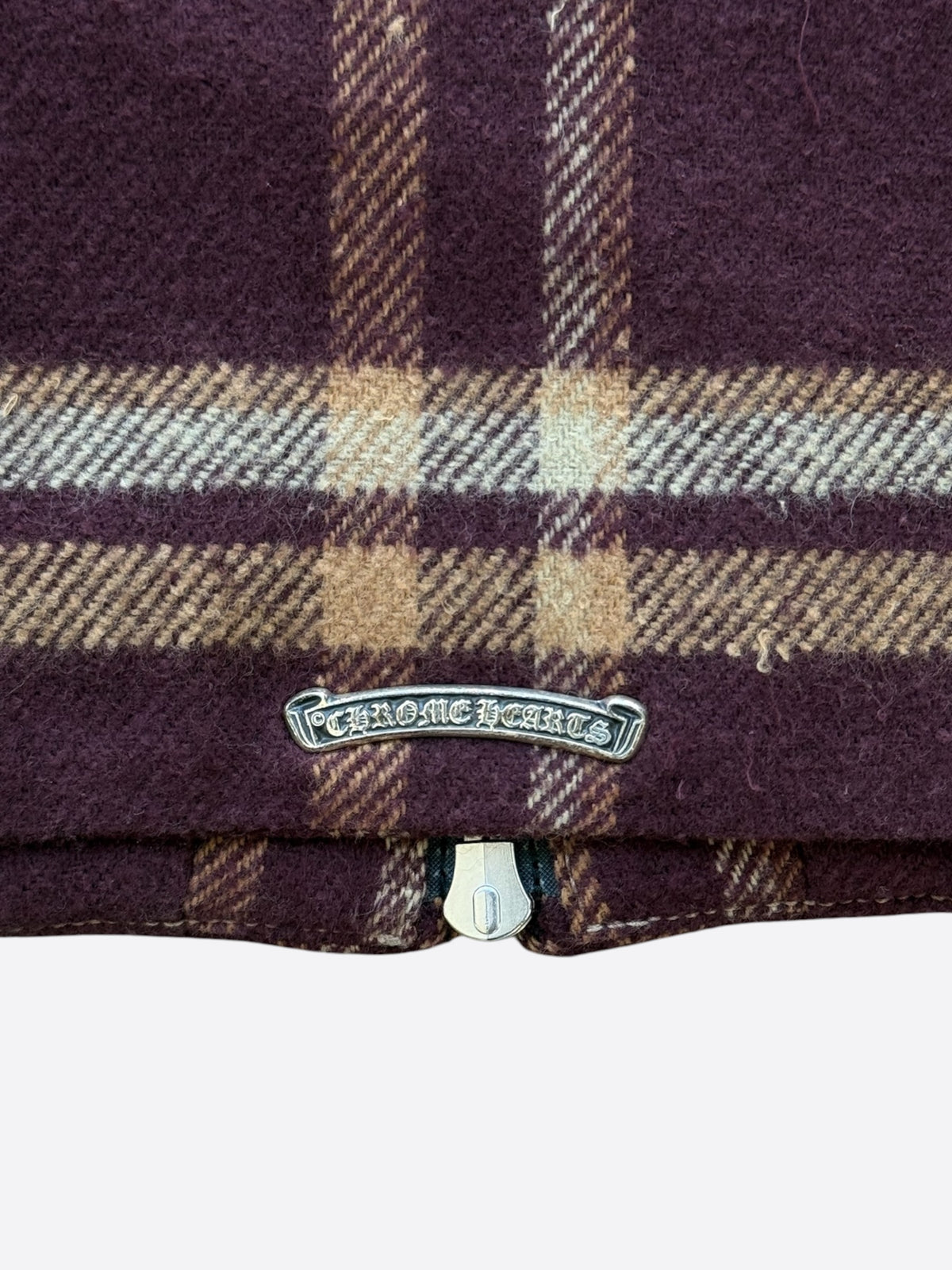 Chrome Hearts Red & Beige Plaid Sherpa Jacket