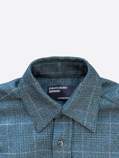 Enfants Riches Deprimes Green & Yellow Plaid Wool Button Up Shirt