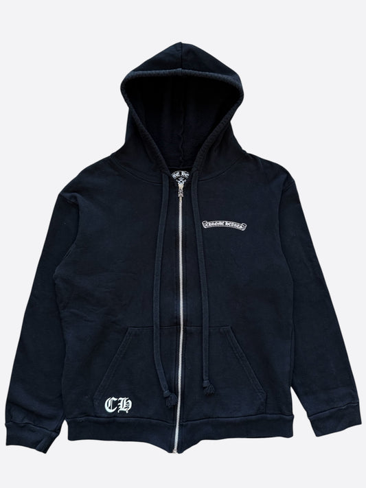 Chrome Hearts Black & White Dotted Cross Zip Up Hoodie