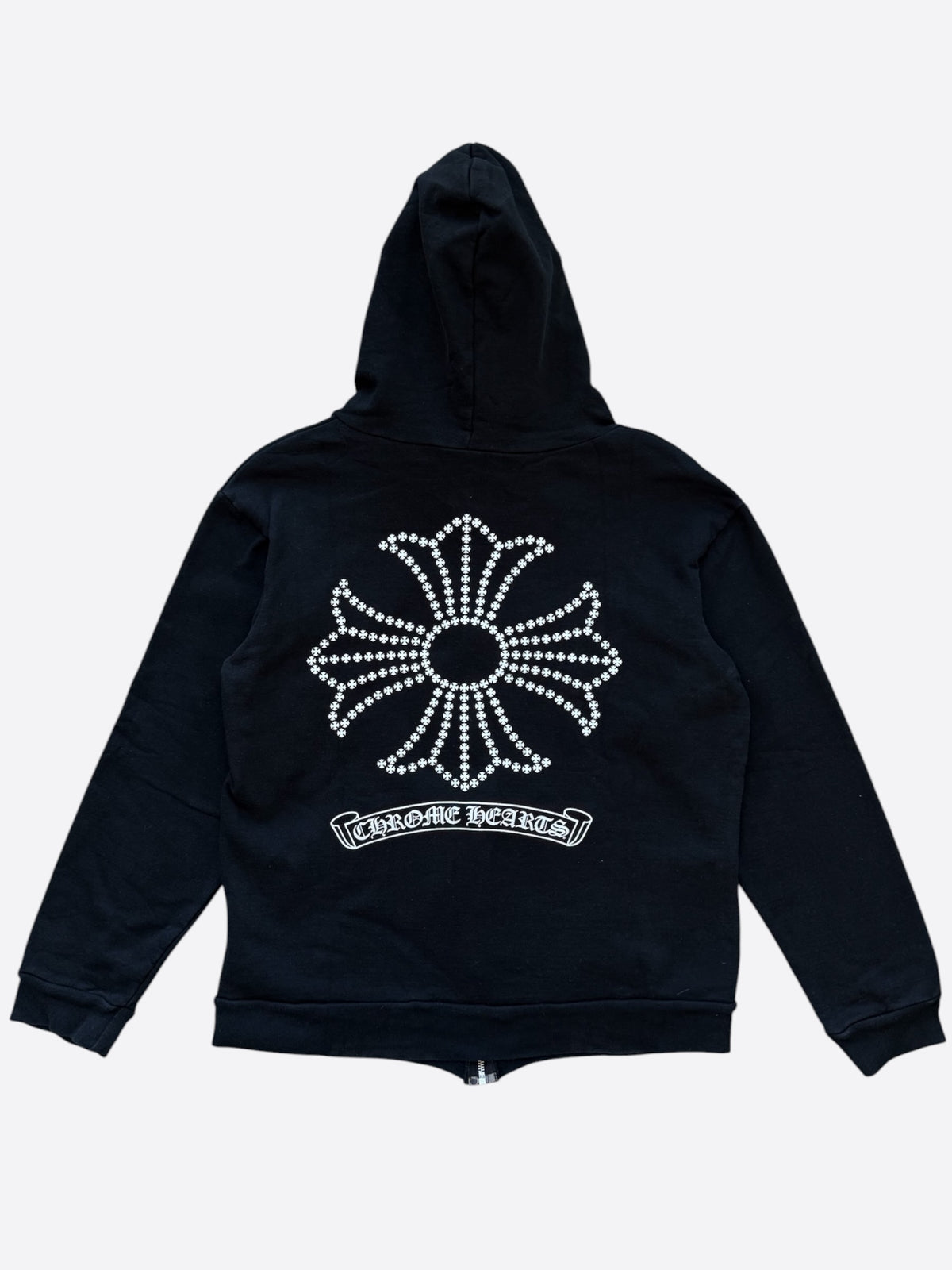 Chrome Hearts Black & White Dotted Cross Zip Up Hoodie