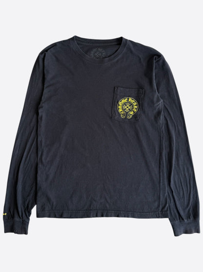 Chrome Hearts Black & Yellow Staff Horseshoe Logo Longsleeve T-Shirt