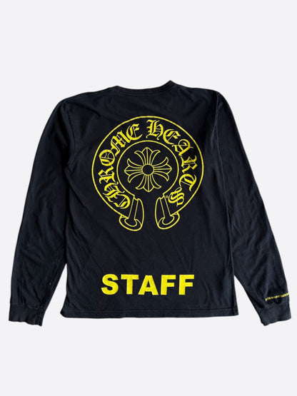 Chrome Hearts Black & Yellow Staff Horseshoe Logo Longsleeve T-Shirt