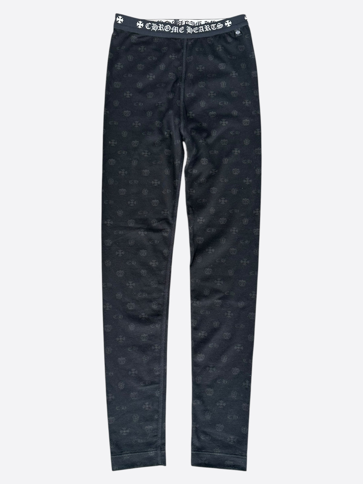 Chrome Hearts Black & White Cross Jacquard Horseshoe Logo Leggings