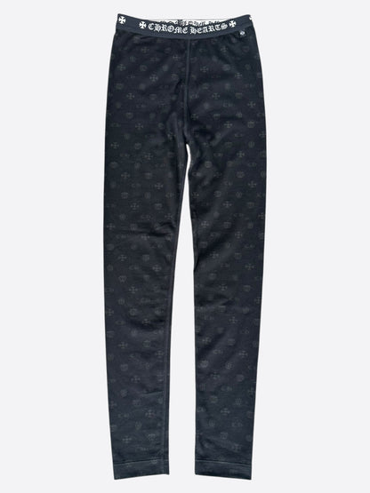 Chrome Hearts Black & White Cross Jacquard Horseshoe Logo Leggings