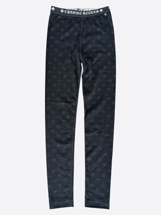 Chrome Hearts Black & White Cross Jacquard Horseshoe Logo Leggings