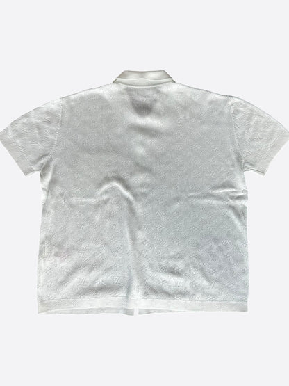 Louis Vuitton White Perforated Monogram Knit Polo T-Shirt