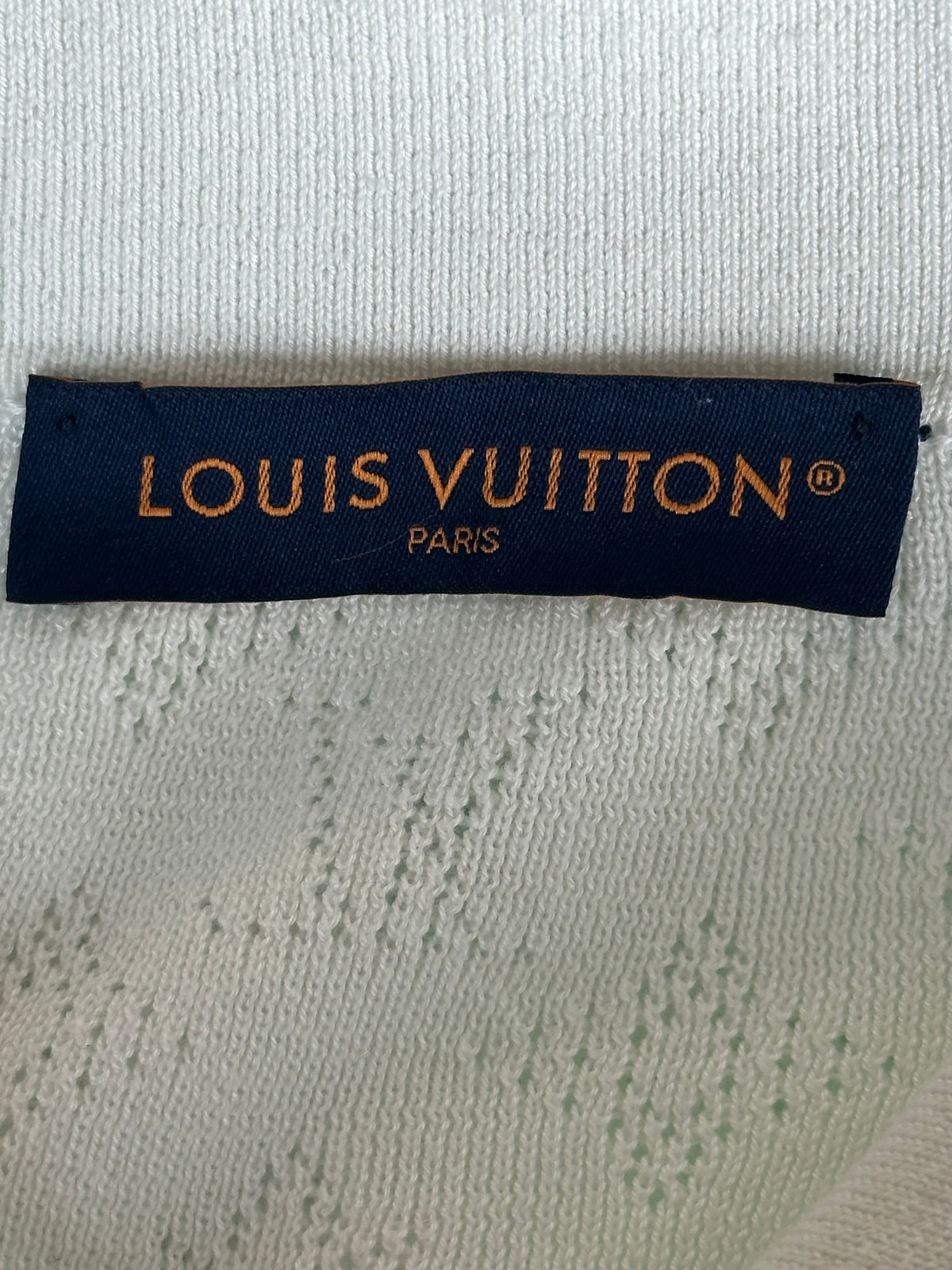 Louis Vuitton White Perforated Monogram Knit Polo T-Shirt