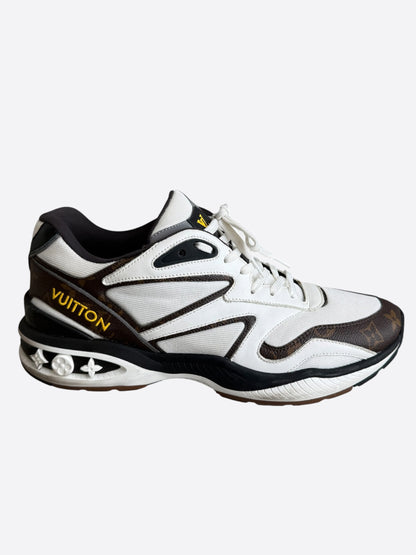 Louis Vuitton White & Brown Monogram LV Trail Sneakers