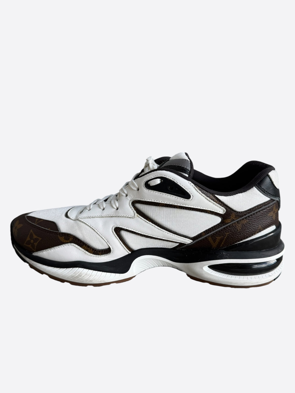Louis Vuitton White & Brown Monogram LV Trail Sneakers
