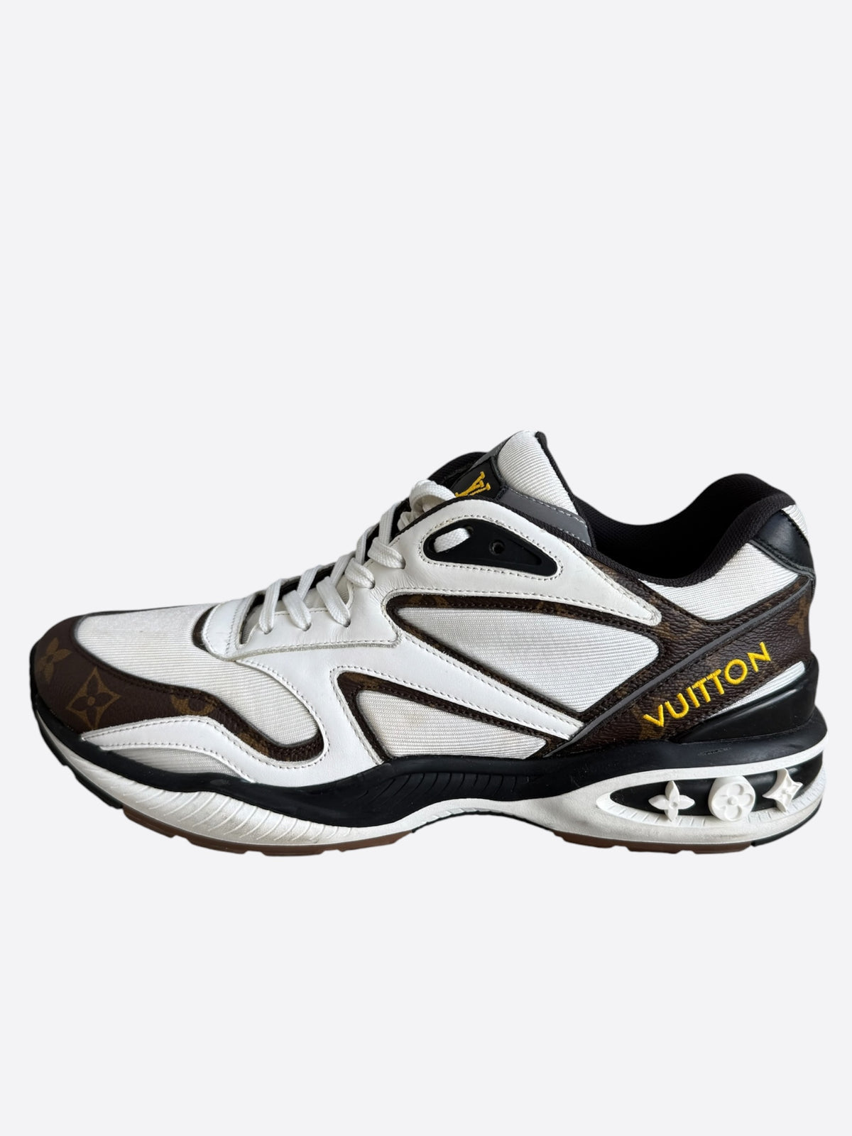 Louis Vuitton White & Brown Monogram LV Trail Sneakers